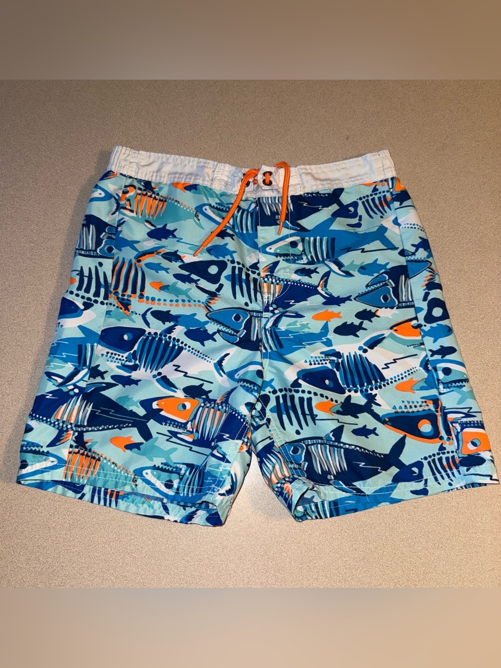OshKosh B’gosh boys size 10 swim trunks blue orange fish sharks